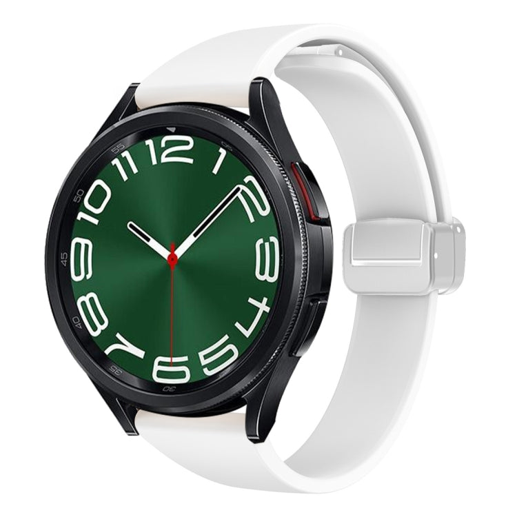 For Samsung Galaxy Watch 6 / 6 Classic Magnetic Silver Buckle Slim Silicone Watch Band(White) by bashfashion