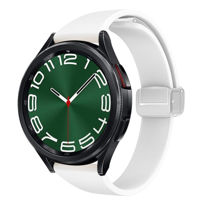 For Samsung Galaxy Watch 6 / 6 Classic Magnetic Silver Buckle Slim Silicone Watch Band(White) by bashfashion