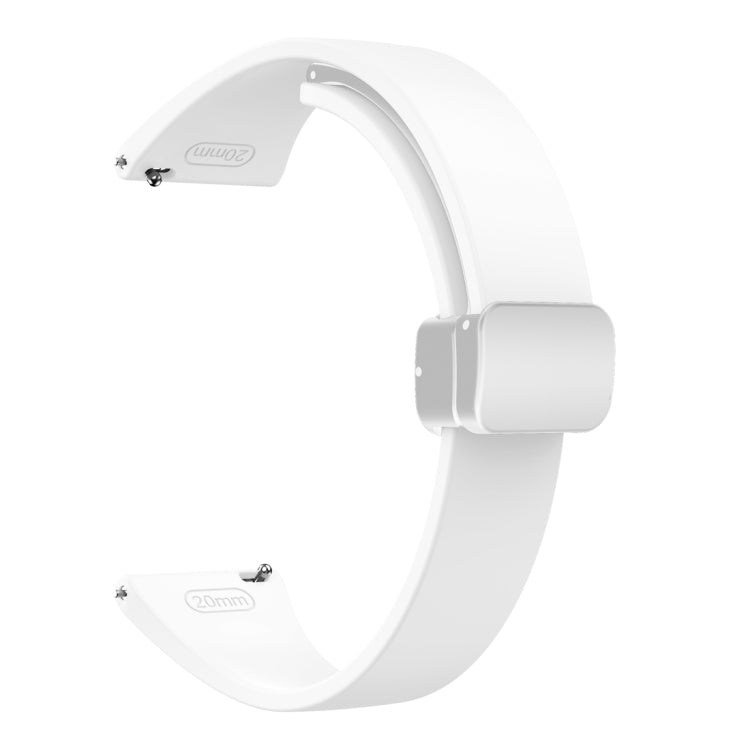 For Samsung Galaxy Watch 6 / 6 Classic Magnetic Silver Buckle Slim Silicone Watch Band(White) by bashfashion