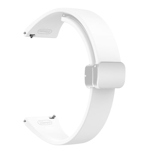 For Samsung Galaxy Watch 6 / 6 Classic Magnetic Silver Buckle Slim Silicone Watch Band(White) by bashfashion
