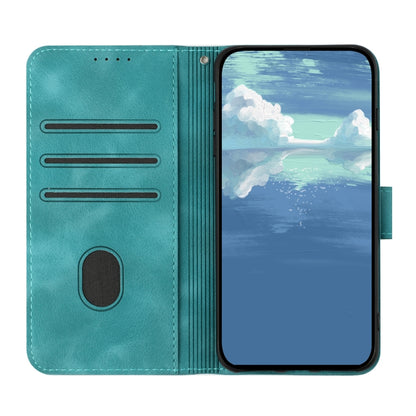 For iPhone 16e Line Pattern Skin Feel Leather Phone Case(Light Blue) by bashfashion