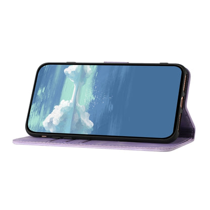 For iPhone 16e Line Pattern Skin Feel Leather Phone Case(Light Purple) by bashfashion