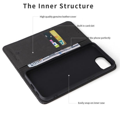 For iPhone 16e Fierre Shann Crocodile Texture Magnetic Genuine Leather Phone Case(Black) by FIERRE SHANN