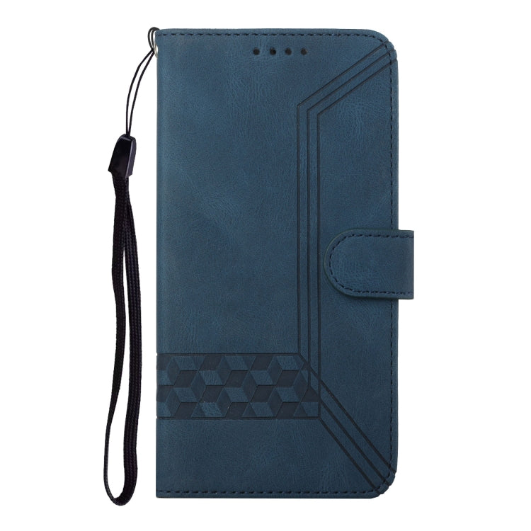 For iPhone 16e Cubic Skin Feel Flip Leather Phone Case(Blue) by bashfashion