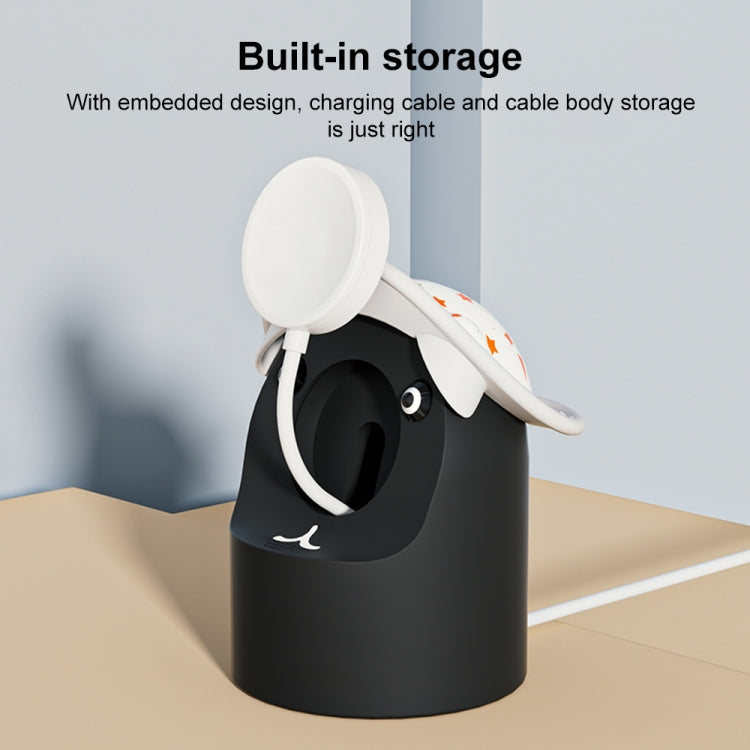 For Apple Watch Series Hat Bear Shaped Silicone Charging Base(Black) by bashfashion