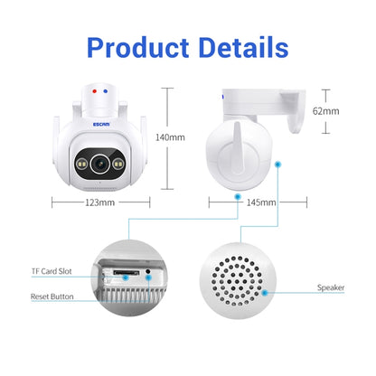 ESCAM PT304 HD 4MP Humanoid Detection Tracking WiFi Connection Sound Alarm Intelligent Night Vision H.265 Camera(US Plug) by ESCAM