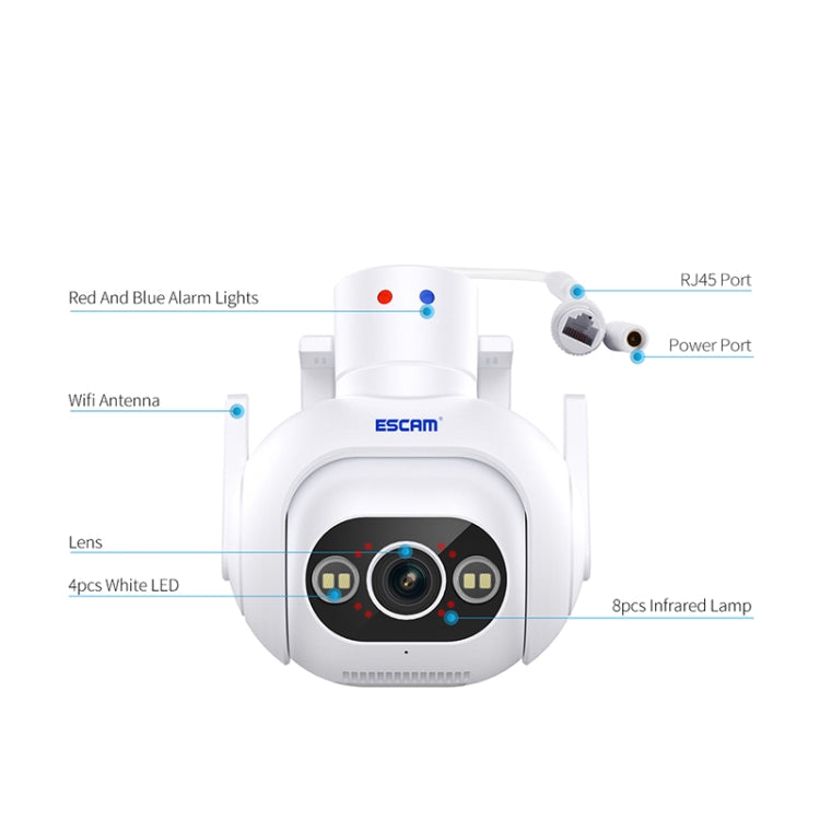 ESCAM PT304 HD 4MP Humanoid Detection Tracking WiFi Connection Sound Alarm Intelligent Night Vision H.265 Camera(UK Plug) by ESCAM
