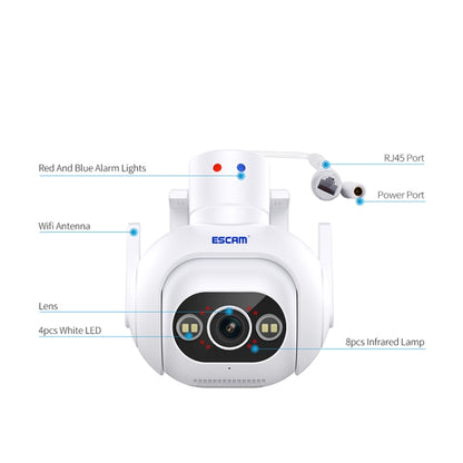 ESCAM PT304 HD 4MP Humanoid Detection Tracking WiFi Connection Sound Alarm Intelligent Night Vision H.265 Camera(UK Plug) by ESCAM