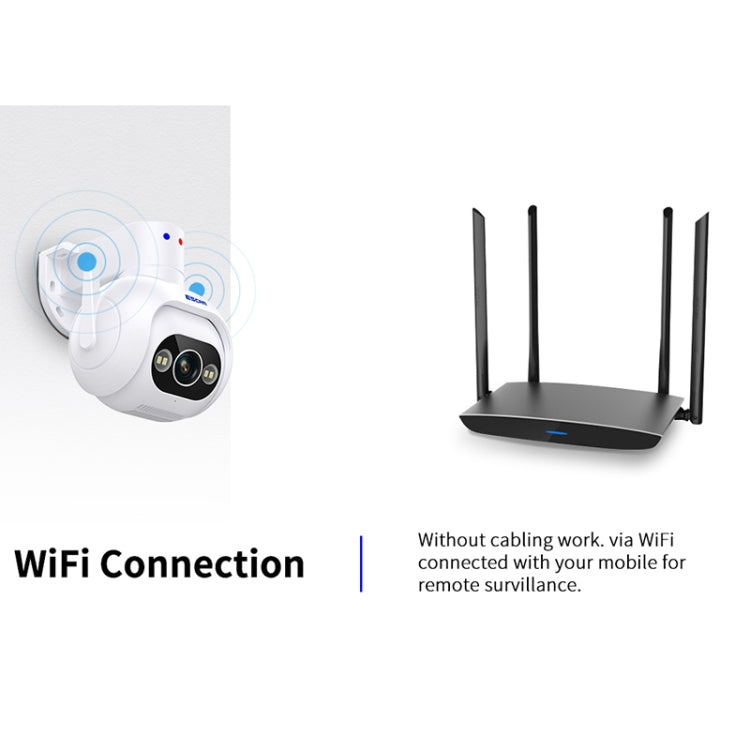 ESCAM PT304 HD 4MP Humanoid Detection Tracking WiFi Connection Sound Alarm Intelligent Night Vision H.265 Camera(EU Plug) by ESCAM