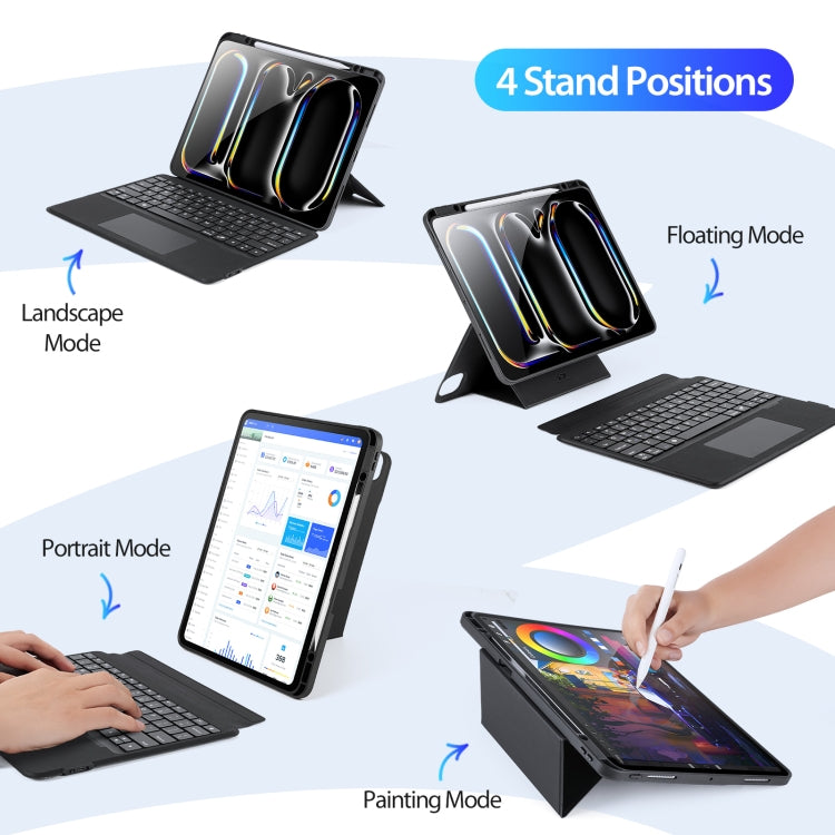 For iPad Pro 13 2024 DUX DUCIS DK Series Magnetic Wireless Bluetooth Keyboard Tablet Case(Black) by DUX DUCIS