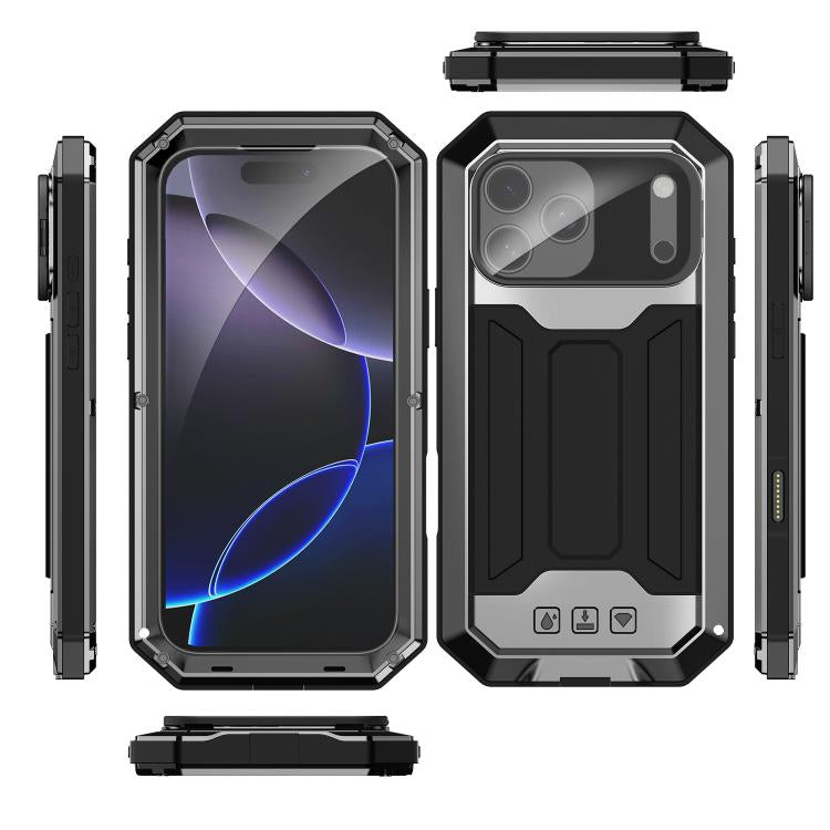 For iPhone 17 Pro Max R-JUST Sliding Camera IP54 Life Waterproof Holder Phone Case(Black) by R-JUST