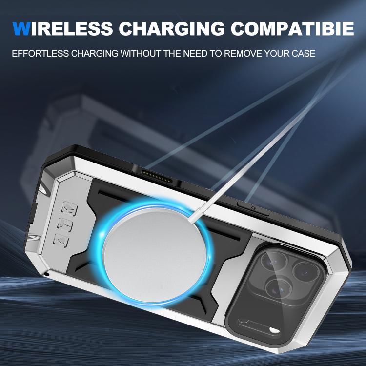 For iPhone 17 Pro Max R-JUST Sliding Camera IP54 Life Waterproof Holder Phone Case(Silver) by R-JUST