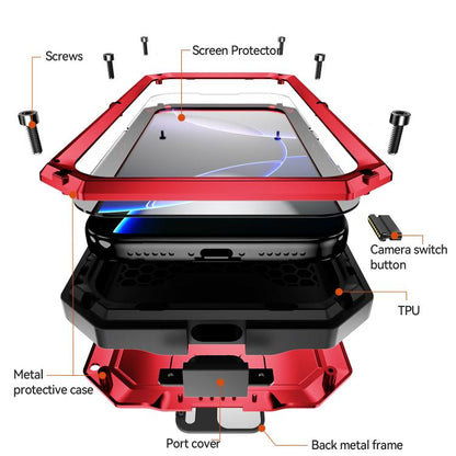 For iPhone 17 Pro R-JUST Sliding Camera IP54 Life Waterproof Holder Phone Case(Red) by R-JUST