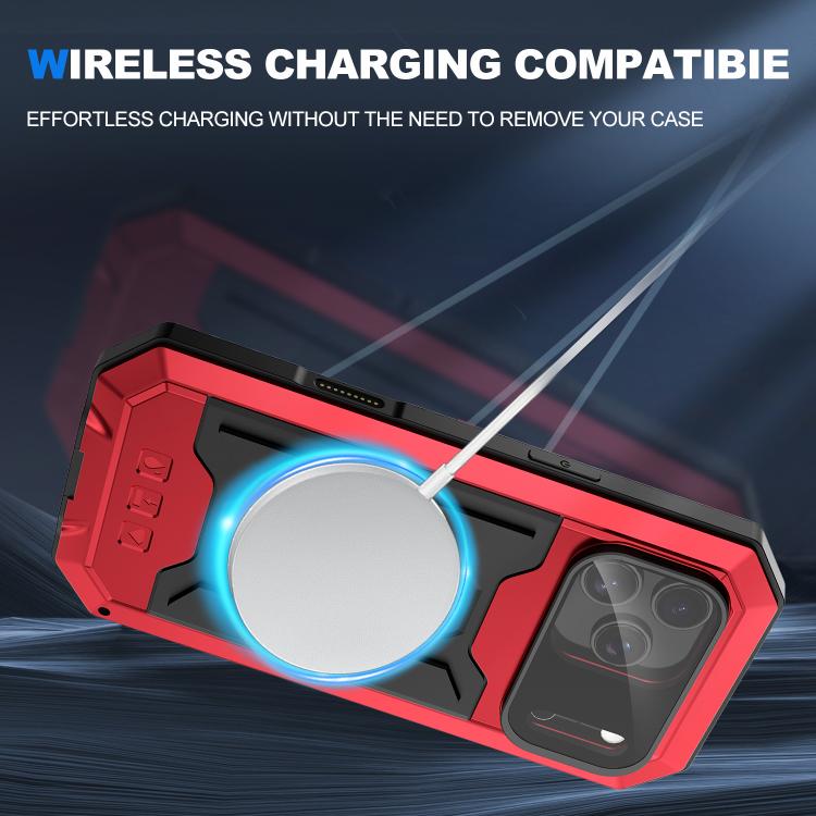 For iPhone 17 Pro R-JUST Sliding Camera IP54 Life Waterproof Holder Phone Case(Red) by R-JUST