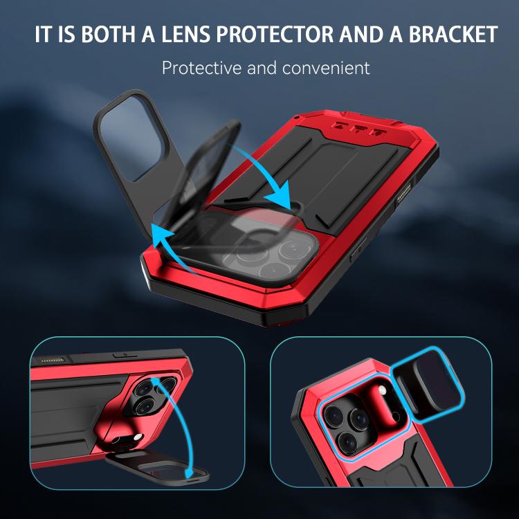 For iPhone 17 Pro R-JUST Sliding Camera IP54 Life Waterproof Holder Phone Case(Red) by R-JUST