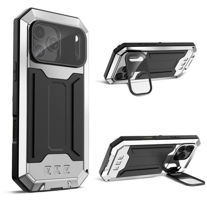 For iPhone 17 Pro R-JUST Sliding Camera IP54 Life Waterproof Holder Phone Case(Silver) by R-JUST