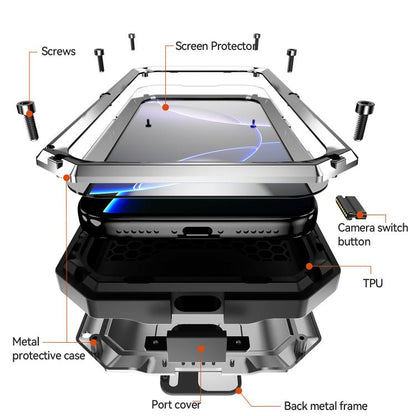 For iPhone 17 Pro R-JUST Sliding Camera IP54 Life Waterproof Holder Phone Case(Silver) by R-JUST