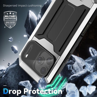 For iPhone 17 Pro R-JUST Sliding Camera IP54 Life Waterproof Holder Phone Case(Silver) by R-JUST