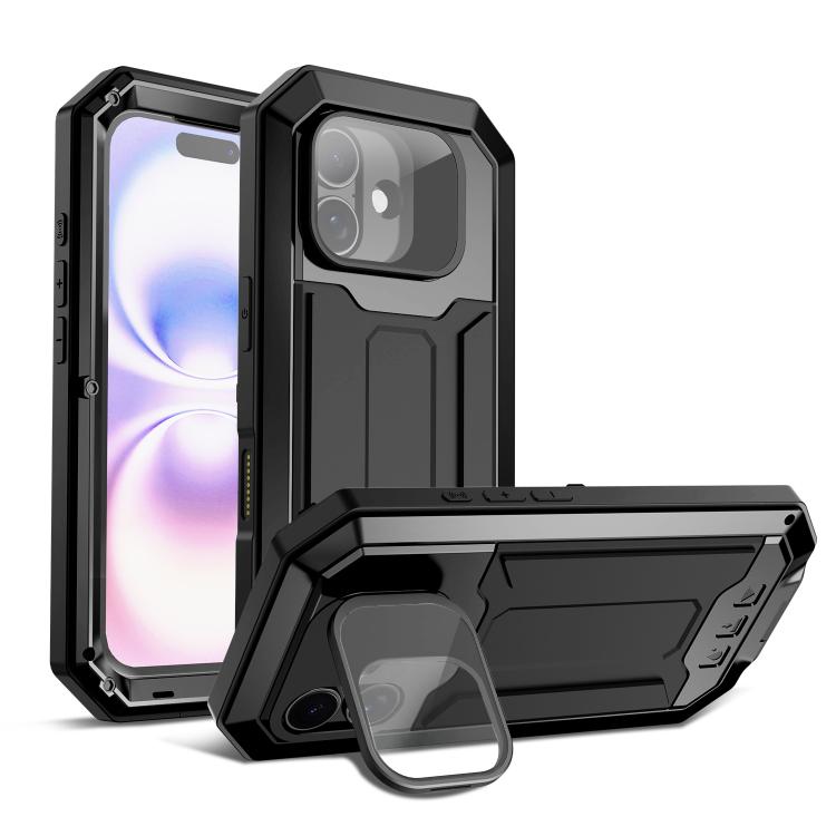 For iPhone 17 R-JUST Sliding Camera IP54 Life Waterproof Holder Phone Case(Black) by R-JUST