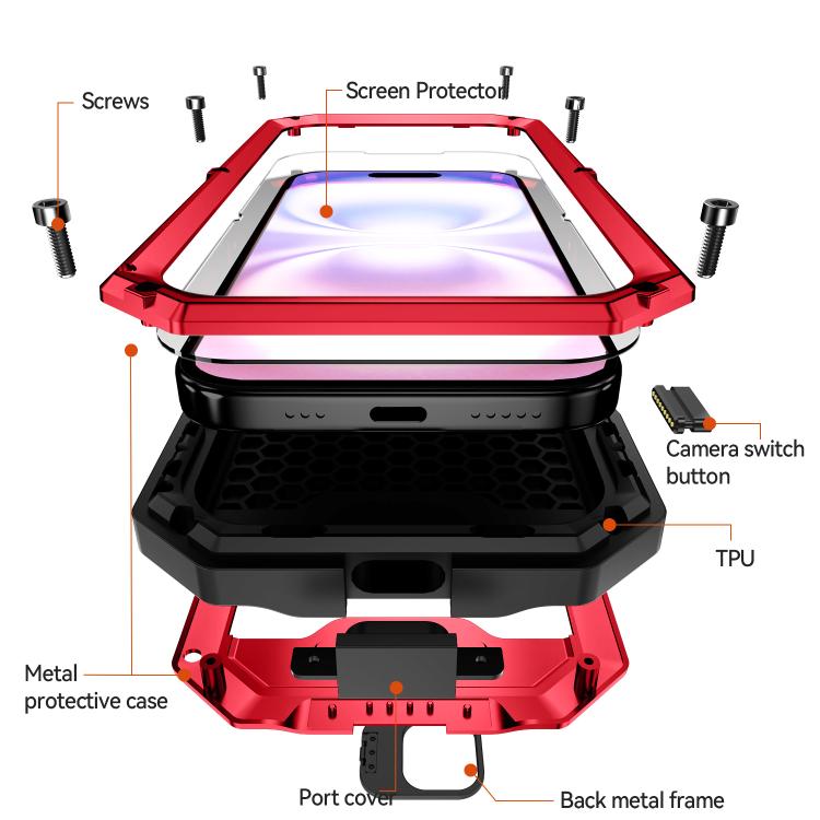 For iPhone 17 R-JUST Sliding Camera IP54 Life Waterproof Holder Phone Case(Red) by R-JUST