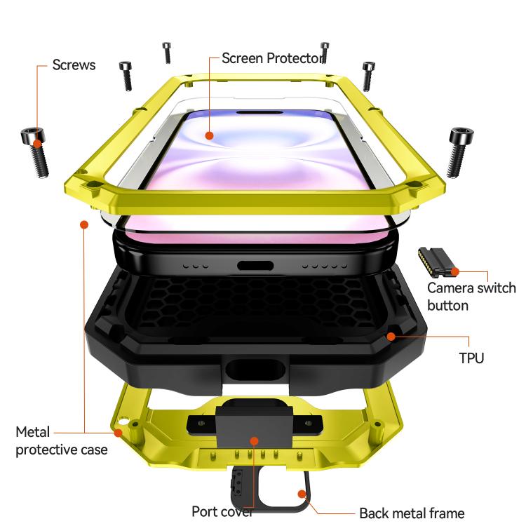 For iPhone 17 R-JUST Sliding Camera IP54 Life Waterproof Holder Phone Case(Yellow) by R-JUST