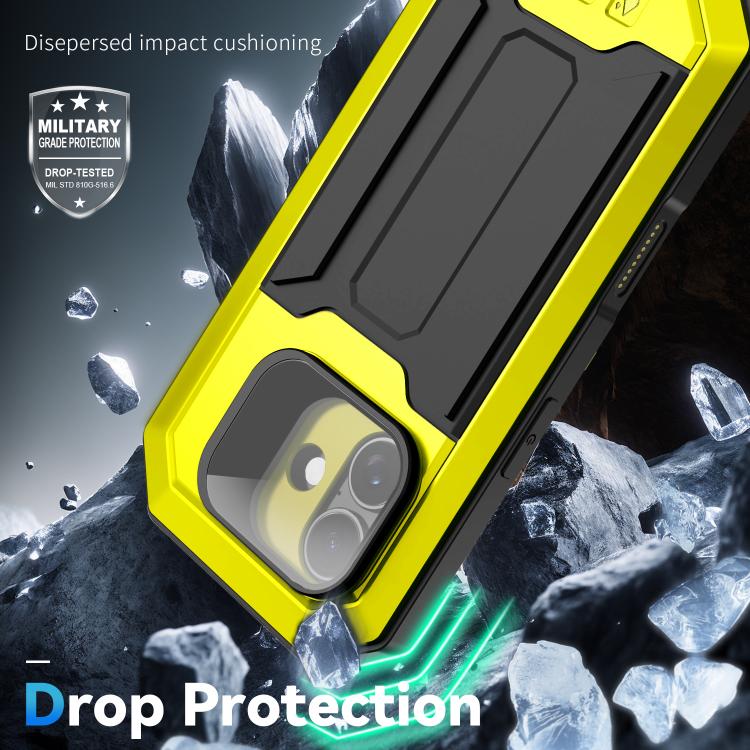 For iPhone 17 R-JUST Sliding Camera IP54 Life Waterproof Holder Phone Case(Yellow) by R-JUST