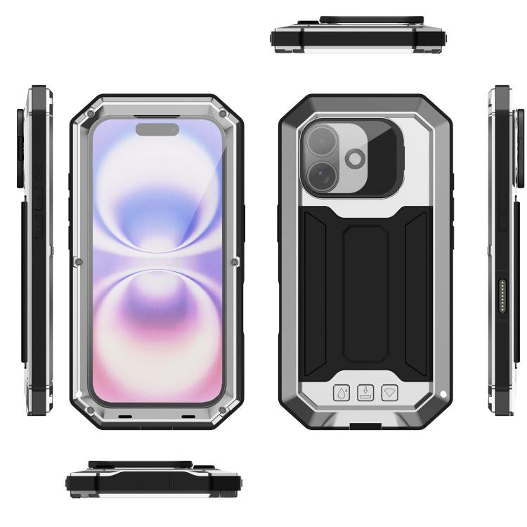 For iPhone 17 R-JUST Sliding Camera IP54 Life Waterproof Holder Phone Case(Silver) by R-JUST