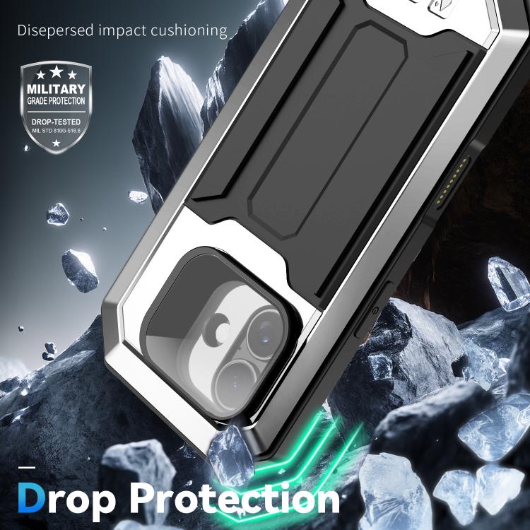 For iPhone 17 R-JUST Sliding Camera IP54 Life Waterproof Holder Phone Case(Silver) by R-JUST