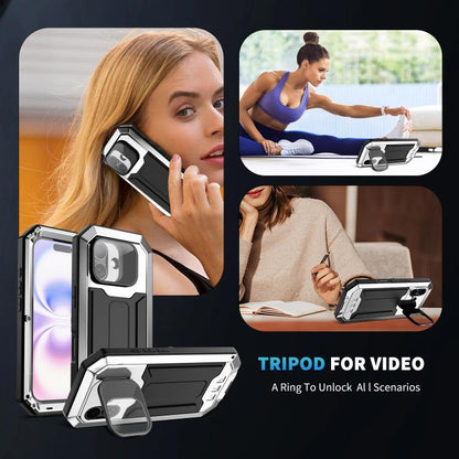 For iPhone 17 R-JUST Sliding Camera IP54 Life Waterproof Holder Phone Case(Silver) by R-JUST