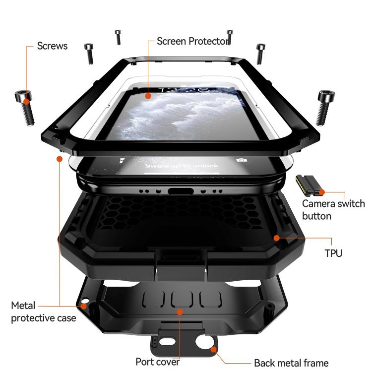 For iPhone Air R-JUST Sliding Camera IP54 Life Waterproof Holder Phone Case(Black) by R-JUST