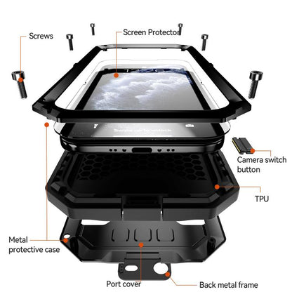 For iPhone Air R-JUST Sliding Camera IP54 Life Waterproof Holder Phone Case(Black) by R-JUST