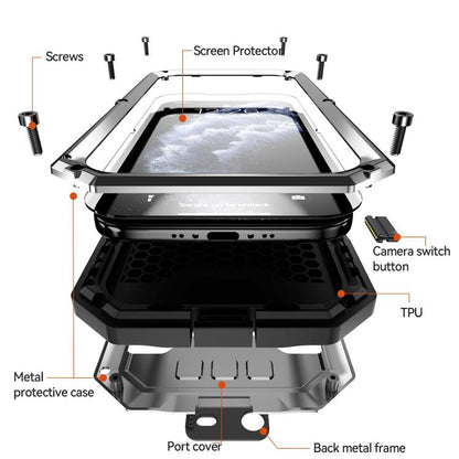 For iPhone Air R-JUST Sliding Camera IP54 Life Waterproof Holder Phone Case(Silver) by R-JUST