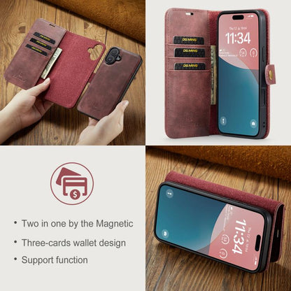 For iPhone 17 DG.MING Crazy Horse Texture Detachable Magnetic Leather Phone Case(Red) by DG.MING