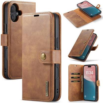 For iPhone 17 DG.MING Crazy Horse Texture Detachable Magnetic Leather Phone Case(Brown) by DG.MING