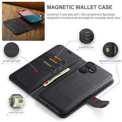 For iPhone 17 DG.MING Crazy Horse Texture Detachable Magnetic Leather Phone Case(Black) by DG.MING
