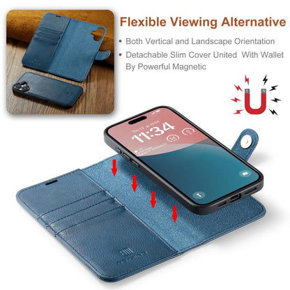 For iPhone 17 DG.MING Crazy Horse Texture Detachable Magnetic Leather Phone Case(Blue) by DG.MING