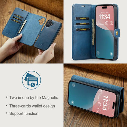 For iPhone 17 DG.MING Crazy Horse Texture Detachable Magnetic Leather Phone Case(Blue) by DG.MING