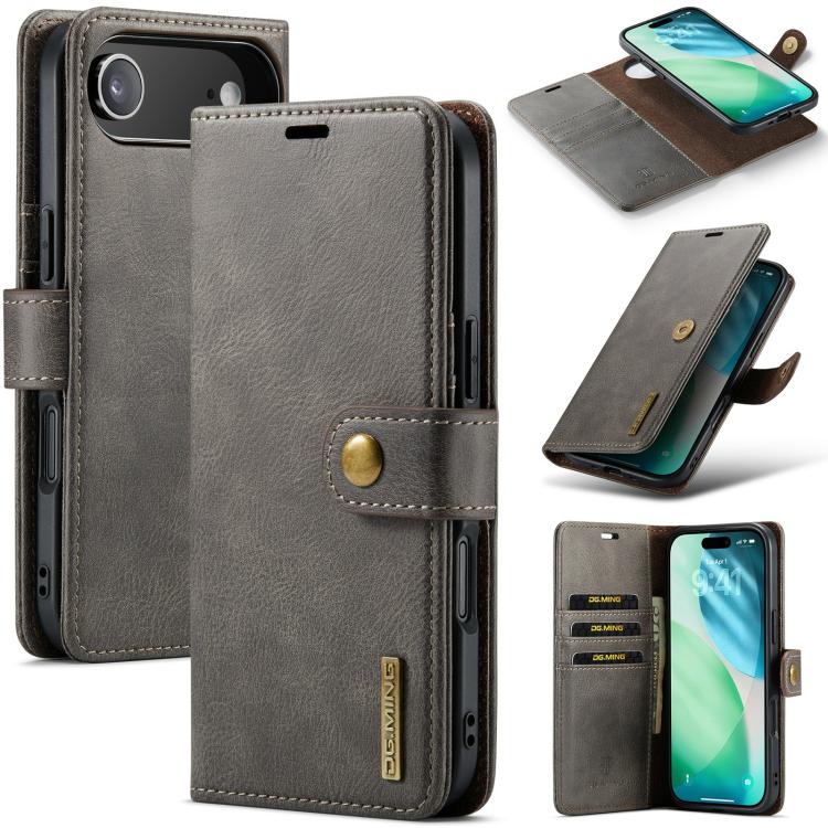 For iPhone Air DG.MING Crazy Horse Texture Detachable Magnetic Leather Phone Case(Grey) by DG.MING
