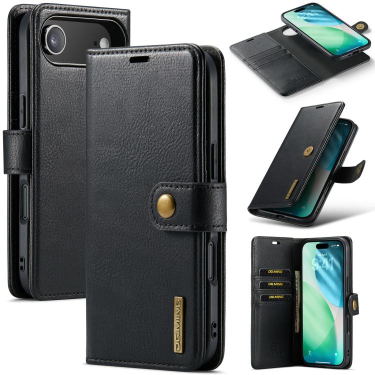 For iPhone Air DG.MING Crazy Horse Texture Detachable Magnetic Leather Phone Case(Black) by DG.MING