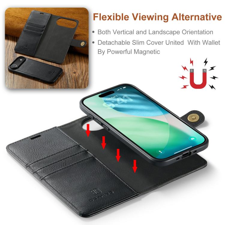 For iPhone Air DG.MING Crazy Horse Texture Detachable Magnetic Leather Phone Case(Black) by DG.MING