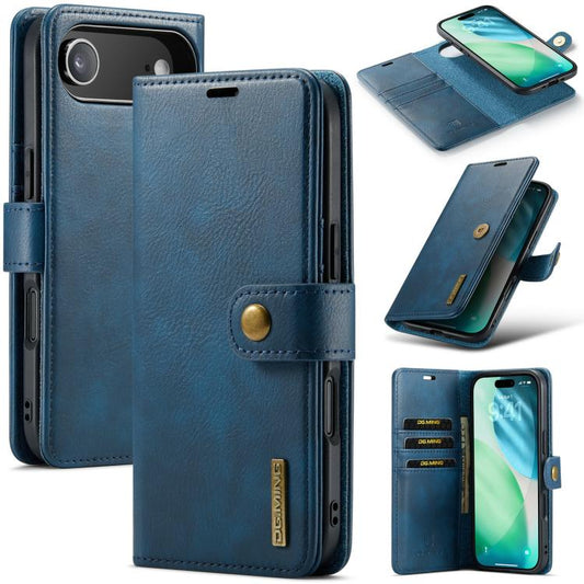 For iPhone Air DG.MING Crazy Horse Texture Detachable Magnetic Leather Phone Case(Blue) by DG.MING