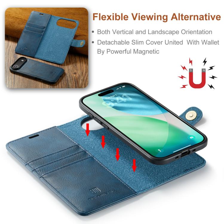 For iPhone Air DG.MING Crazy Horse Texture Detachable Magnetic Leather Phone Case(Blue) by DG.MING