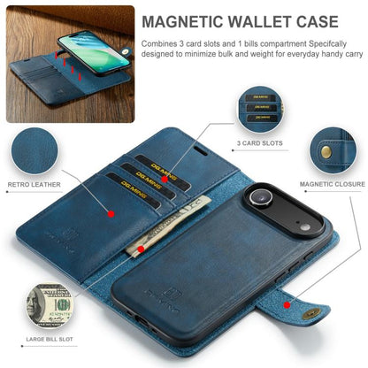 For iPhone Air DG.MING Crazy Horse Texture Detachable Magnetic Leather Phone Case(Blue) by DG.MING