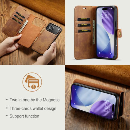 For iPhone 17 Pro DG.MING Crazy Horse Texture Detachable Magnetic Leather Phone Case(Brown) by DG.MING