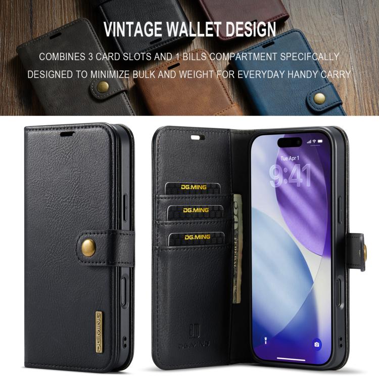 For iPhone 17 Pro DG.MING Crazy Horse Texture Detachable Magnetic Leather Phone Case(Black) by DG.MING