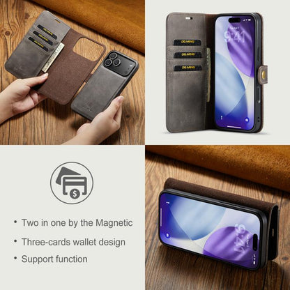 For iPhone 17 Pro Max DG.MING Crazy Horse Texture Detachable Magnetic Leather Phone Case(Grey) by DG.MING