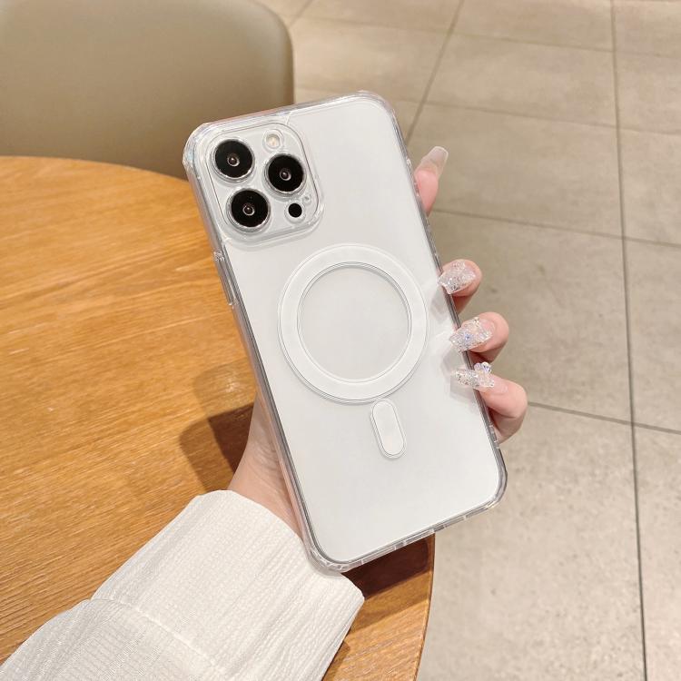 For iPhone 16e Fine Hole MagSafe Magnetic Clear Acrylic TPU Case(Transparent) by bashfashion