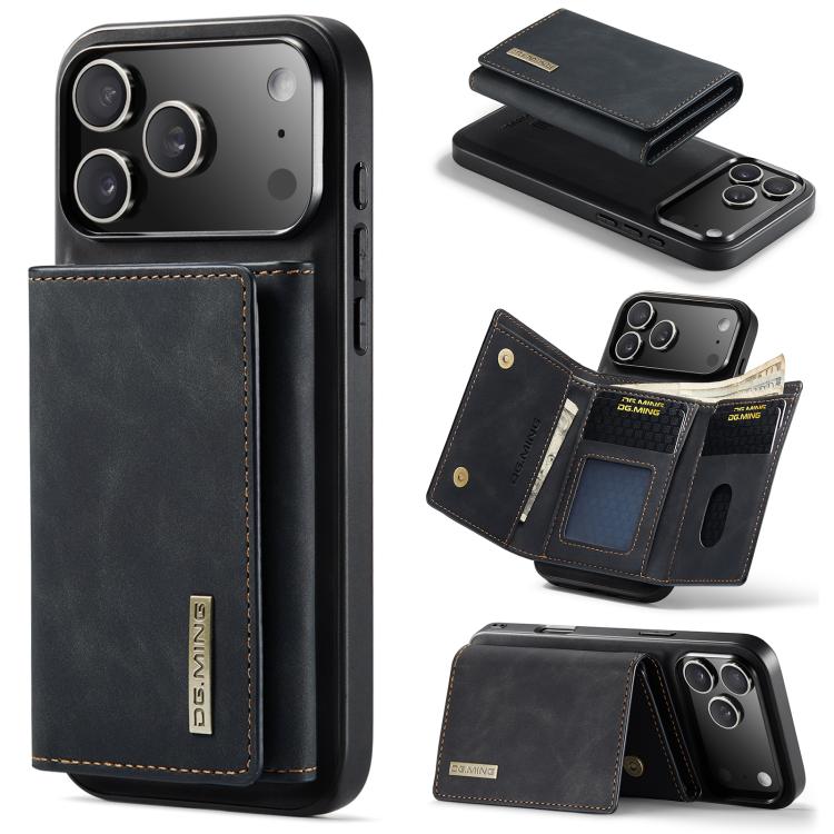 For iPhone 17 Pro Max DG.MING M1 Series 3-Fold Multi Card Wallet Leather Phone Case(Black) by DG.MING