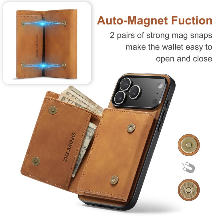 For iPhone 17 Pro Max DG.MING M1 Series 3-Fold Multi Card Wallet Leather Phone Case(Brown) by DG.MING