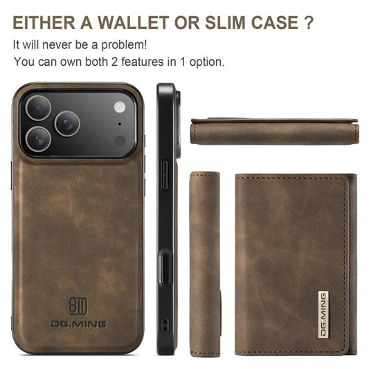 For iPhone 17 Pro Max DG.MING M1 Series 3-Fold Multi Card Wallet Leather Phone Case(Coffee) by DG.MING